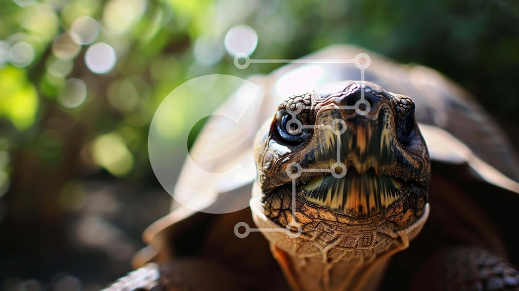 Σετ των 2 Intra Συλλεκτικό Ξύλινο Παζλ Plywood  4mm - Κοντινό πλάνο του προσώπου της χελώνας Σε Ξύλινο Κουτί - Διαστάσεις: 10x10 cm – 25 κομμάτια