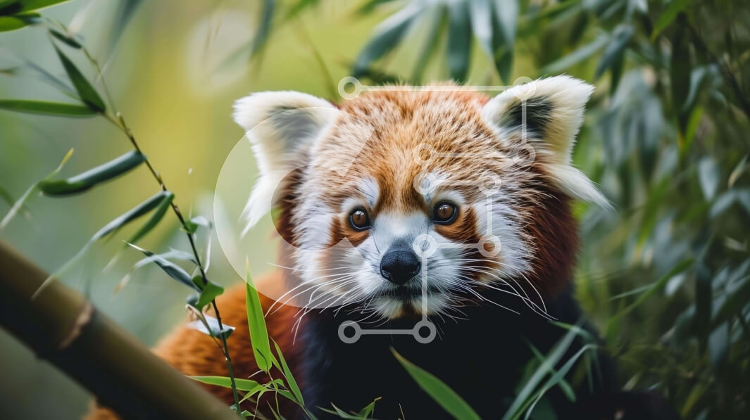 Intra Συλλεκτικό Ξύλινο Παζλ Plywood  4mm - Κόκκινο Panda που κάθεται σε φυτά μπαμπού Σε Ξύλινο Κουτί - Διαστάσεις: 10x10 cm – 25 κομμάτια