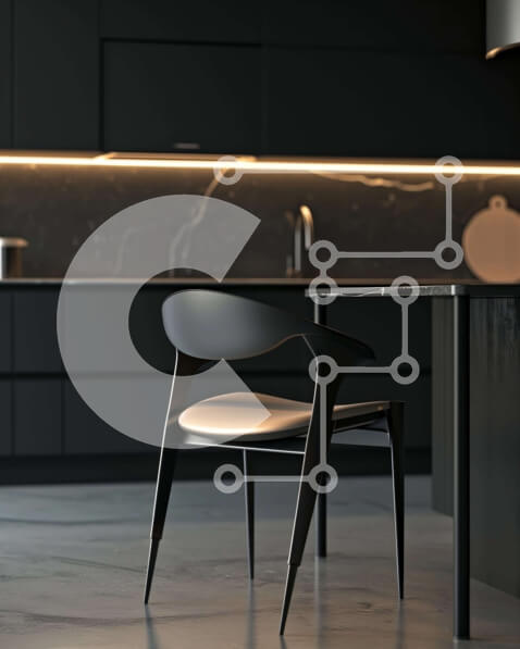 Intra Συλλεκτικό Ξύλινο Παζλ Plywood  4mm - Μοντέρνα Κουζίνα με Μαύρο Ντουλάπι και Ανοιχτή Κάτοψη Σε Ξύλινο Κουτί - Διαστάσεις Puzzle: 10x10 cm – 25 κομμάτια