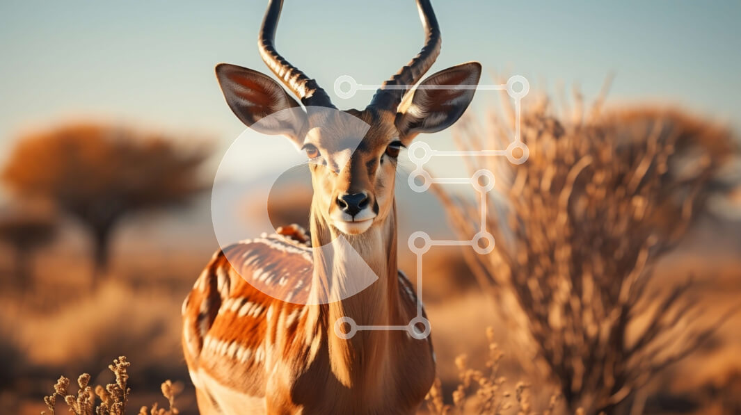 Intra Συλλεκτικό Ξύλινο Παζλ Plywood  4mm - Όμορφη εικόνα μιας θηλυκής Impala στην άγρια ​​φύση Σε Ξύλινο Κουτί - Διαστάσεις: 10x10 cm – 25 κομμάτια