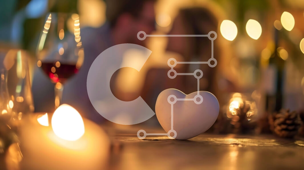 Intra Συλλεκτικό Ξύλινο Παζλ Plywood  4mm - Ρομαντικό δείπνο υπό το φως των κεριών με κερί σε σχήμα καρδιάς και ποτήρια κρασιού Σε Ξύλινο Κουτί - Διαστάσεις Puzzle: 10x10 cm – 25 κομμάτια