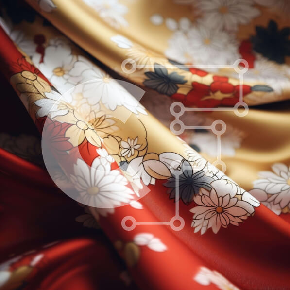 Σετ των 2 Intra Συλλεκτικό Ξύλινο Παζλ Plywood  4mm - Κοντινό πλάνο κόκκινο, κίτρινο και λευκό λουλουδάτο ύφασμα με σχέδια Σε Ξύλινο Κουτί - Διαστάσεις: 10x10 cm – 25 κομμάτια