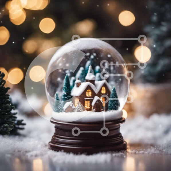 Intra Συλλεκτικό Ξύλινο Παζλ Plywood  4mm - Snow Globe με το διακοσμητικό σπίτι Σε Ξύλινο Κουτί - Διαστάσεις: 10x10 cm – 25 κομμάτια