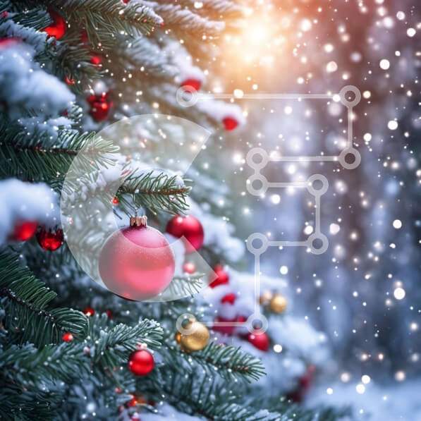 Intra Συλλεκτικό Ξύλινο Παζλ Plywood  4mm - Χιονισμένο χριστουγεννιάτικο δέντρο με κόκκινα και χρυσά στολίδια Σε Ξύλινο Κουτί - Διαστάσεις: 10x10 cm – 25 κομμάτια