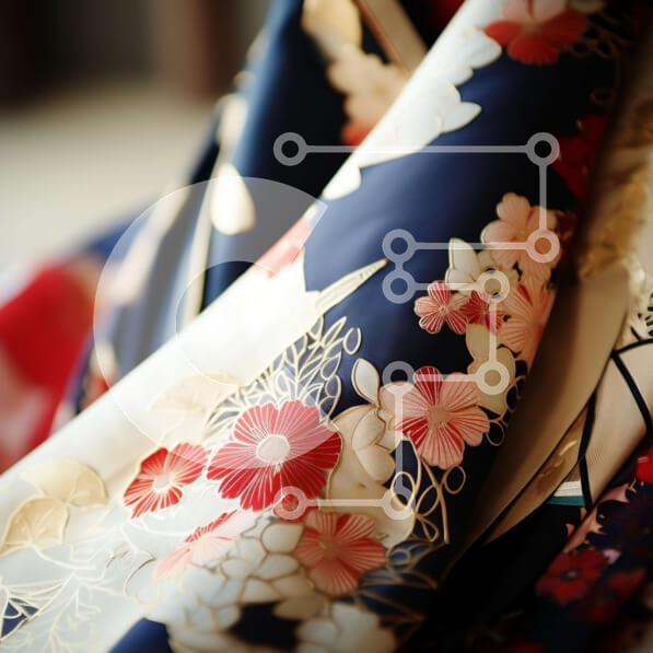 Σετ των 2 Intra Συλλεκτικό Ξύλινο Παζλ Plywood  4mm - Μπλε, κόκκινο και λευκό ύφασμα με μοτίβο με λουλούδια Σε Ξύλινο Κουτί - Διαστάσεις: 10x10 cm – 25 κομμάτια