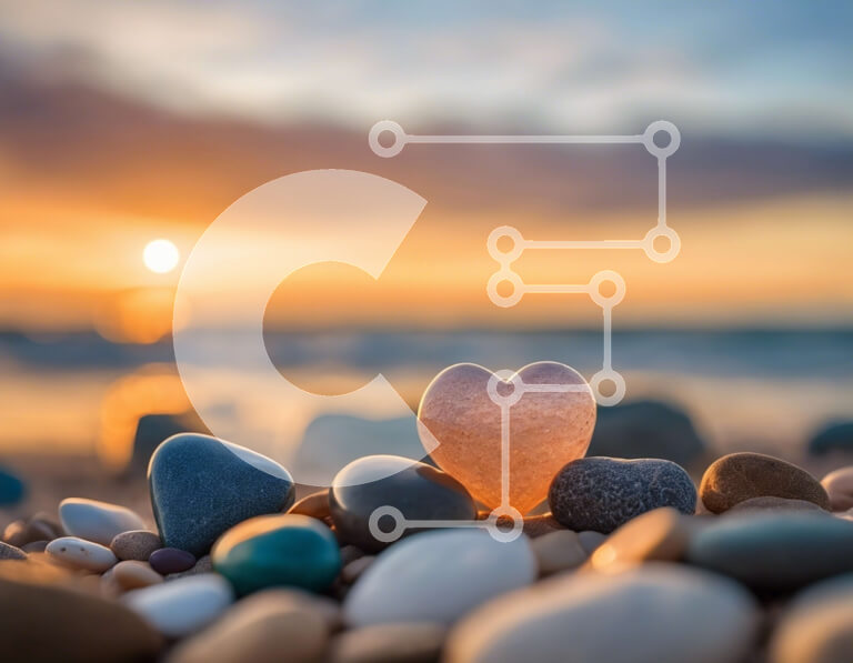 Intra Συλλεκτικό Ξύλινο Παζλ Plywood  4mm - Ποτήρι σε σχήμα καρδιάς σε βότσαλα στο ηλιοβασίλεμα Σε Ξύλινο Κουτί - Διαστάσεις: 10x10 cm – 25 κομμάτια