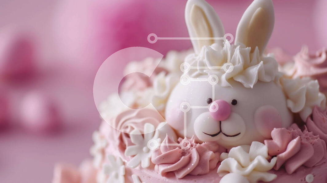 Σετ των 2 Intra Συλλεκτικό Ξύλινο Παζλ Plywood  4mm - Πασχαλινό κέικ λαγουδάκι με ροζ πάγωμα και λουλούδια Σε Ξύλινο Κουτί - Διαστάσεις: 10x10 cm – 25 κομμάτια