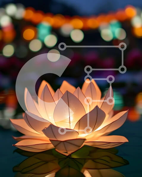 Intra Συλλεκτικό Ξύλινο Παζλ Plywood  4mm - Φωτισμένο λευκό λουλούδι λωτού στο νερό Σε Ξύλινο Κουτί - Διαστάσεις: 10x10 cm – 25 κομμάτια