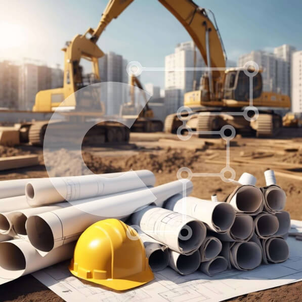 Intra Συλλεκτικό Ξύλινο Παζλ Plywood  4mm - Εργοτάξιο με εκσκαφέα, μπουλντόζες και σχεδιαγράμματα Σε Ξύλινο Κουτί - Διαστάσεις Puzzle: 10x10 cm – 25 κομμάτια