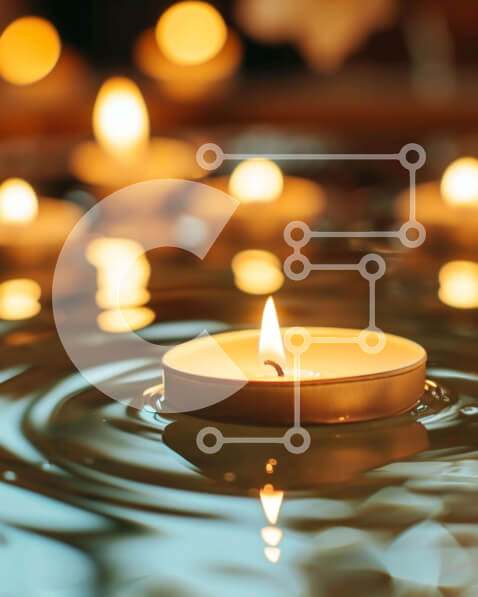 Intra Συλλεκτικό Ξύλινο Παζλ Plywood  4mm - Αναμμένα κεριά που επιπλέουν στο νερό για τελετουργία ή τελετή Σε Ξύλινο Κουτί - Διαστάσεις Puzzle: 10x10 cm – 25 κομμάτια