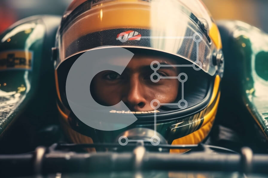 Intra Συλλεκτικό Ξύλινο Παζλ Plywood  4mm - Κοντινή εικόνα ενός οδηγού της Formula 1 σε ένα αγωνιστικό αυτοκίνητο υψηλών επιδόσεων Σε Ξύλινο Κουτί - Διαστάσεις Puzzle: 10x10 cm – 25 κομμάτια