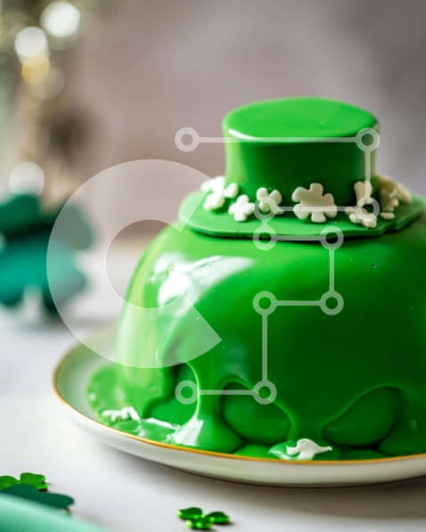 Σετ των 2 Intra Συλλεκτικό Ξύλινο Παζλ Plywood  4mm - Τούρτα ημέρας του Αγίου Πατρικίου με πράσινο παγετό και φύλλα τριφυλλιού Σε Ξύλινο Κουτί - Διαστάσεις: 10x10 cm – 25 κομμάτια