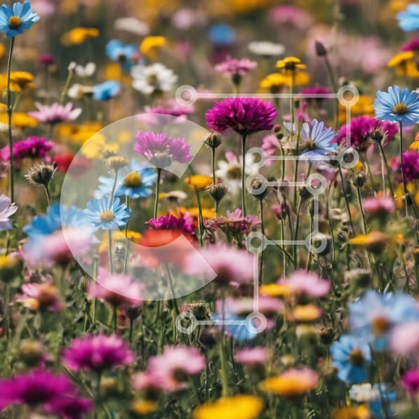 Intra Συλλεκτικό Ξύλινο Παζλ Plywood  4mm - Ζωντανό τοπίο αγριολούλουδων Σε Ξύλινο Κουτί - Διαστάσεις: 10x10 cm – 25 κομμάτια