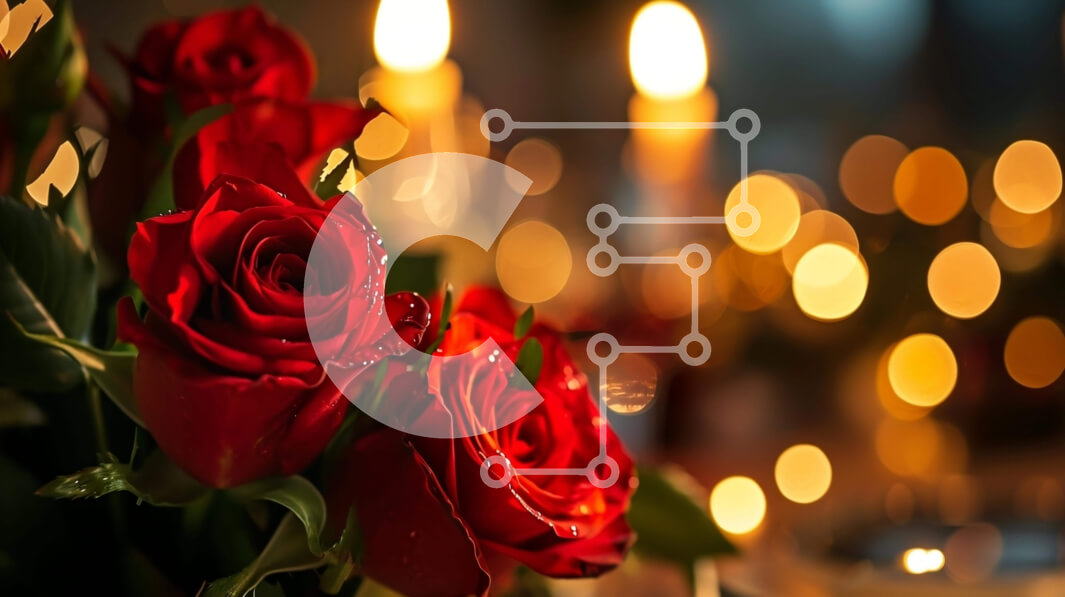 Intra Συλλεκτικό Ξύλινο Παζλ Plywood  4mm - Ρομαντικά κόκκινα τριαντάφυλλα και αιωρούμενα κεριά Σε Ξύλινο Κουτί - Διαστάσεις Puzzle: 10x10 cm – 25 κομμάτια