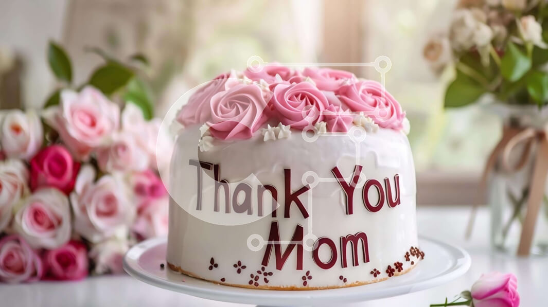 Intra Συλλεκτικό Ξύλινο Παζλ Plywood  4mm - Ευχαριστώ μαμά τούρτα με ροζ τριαντάφυλλα και λουλούδια Σε Ξύλινο Κουτί - Διαστάσεις: 10x10 cm – 25 κομμάτια