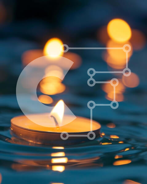 Intra Συλλεκτικό Ξύλινο Παζλ Plywood  4mm - Επιπλέοντα κεριά στο νερό Σε Ξύλινο Κουτί - Διαστάσεις Puzzle: 10x10 cm – 25 κομμάτια