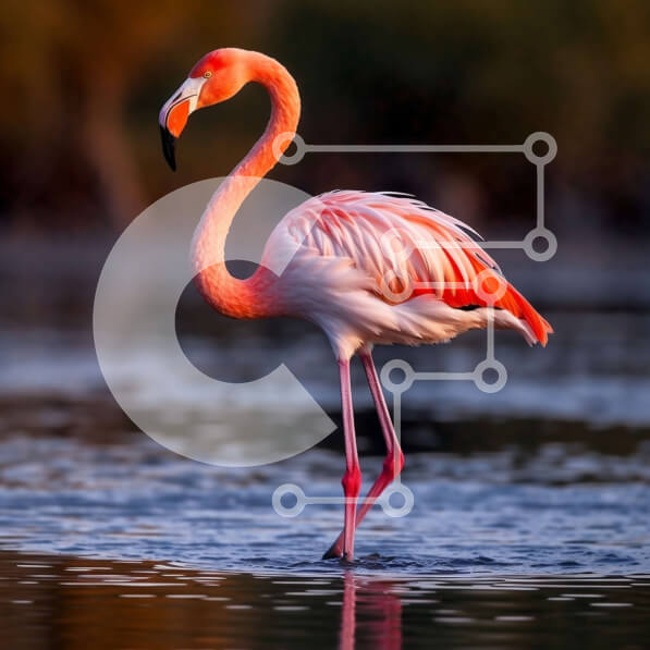 Intra Συλλεκτικό Ξύλινο Παζλ Plywood  4mm - Όμορφη εικόνα του ροζ φλαμίνγκο που στέκεται σε καθαρά νερά Σε Ξύλινο Κουτί - Διαστάσεις: 10x10 cm – 25 κομμάτια