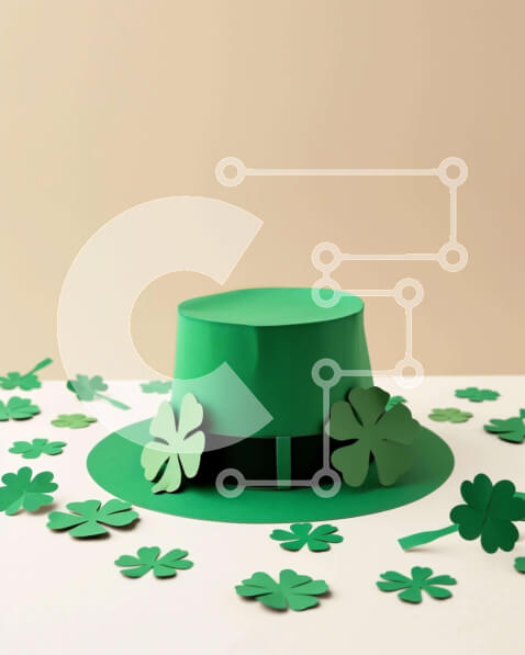 Intra Συλλεκτικό Ξύλινο Παζλ Plywood  4mm - Καπέλο τριφύλλι και πράσινα φύλλα ημέρας του Αγίου Πατρικίου Σε Ξύλινο Κουτί - Διαστάσεις: 10x10 cm – 25 κομμάτια