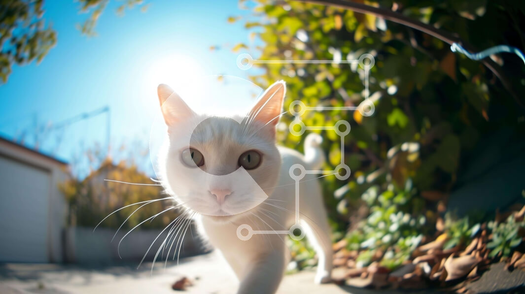 Σετ των 2 Intra Συλλεκτικό Ξύλινο Παζλ Plywood  4mm - Περίεργη λευκή γάτα που περπατά στο πεζοδρόμιο Σε Ξύλινο Κουτί - Διαστάσεις: 10x10 cm – 25 κομμάτια