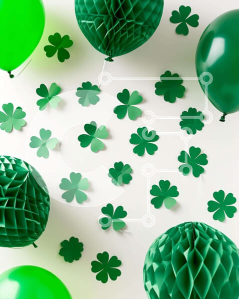 Intra Συλλεκτικό Ξύλινο Παζλ Plywood  4mm - Διακοσμήσεις για την ημέρα του Αγίου Πατρικίου με πράσινα μπαλόνια και χάρτινα φύλλα Σε Ξύλινο Κουτί - Διαστάσεις: 10x10 cm – 25 κομμάτια