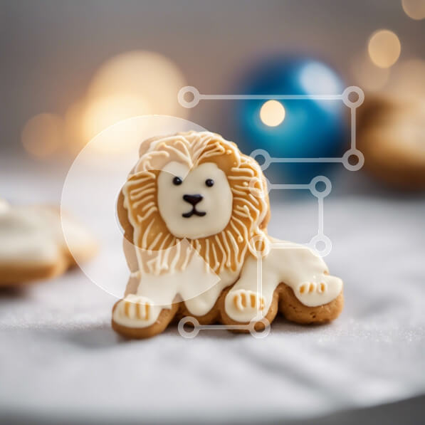 Σετ των 2 Intra Συλλεκτικό Ξύλινο Παζλ Plywood  4mm - Μπισκότο λιονταριού με λευκό γλάσο και διακοσμητικά Σε Ξύλινο Κουτί - Διαστάσεις: 10x10 cm – 25 κομμάτια