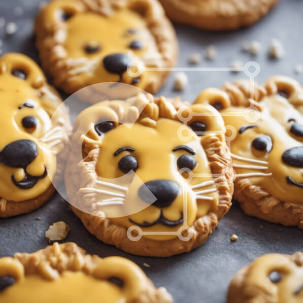 Σετ των 2 Intra Συλλεκτικό Ξύλινο Παζλ Plywood  4mm - Μπισκότα σε σχήμα λιονταριού σε γκρίζα επιφάνεια Σε Ξύλινο Κουτί - Διαστάσεις: 10x10 cm – 25 κομμάτια