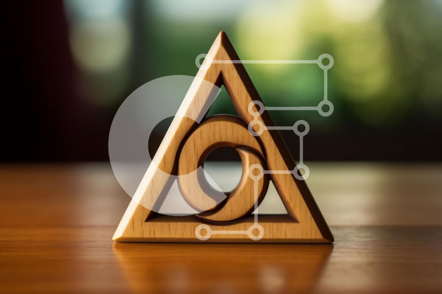 Intra Συλλεκτικό Ξύλινο Παζλ Plywood  4mm - Ξύλινο αντικείμενο συμβόλων τριάδας στο τραπέζι μπροστά από τα παράθυρα Σε Ξύλινο Κουτί - Διαστάσεις: 10x10 cm – 25 κομμάτια