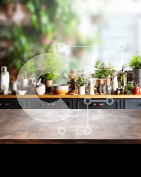 Intra Συλλεκτικό Ξύλινο Παζλ Plywood  4mm - Πάγκος κουζίνας με ξύλινη επιφάνεια και φυτά σε γλάστρες Σε Ξύλινο Κουτί - Διαστάσεις Puzzle: 10x10 cm – 25 κομμάτια