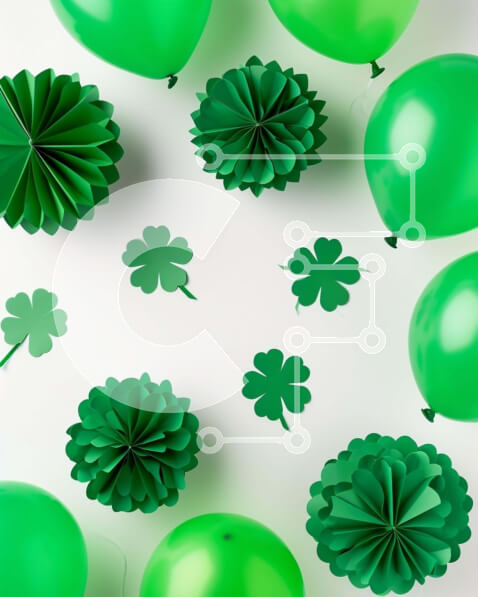 Intra Συλλεκτικό Ξύλινο Παζλ Plywood  4mm - Διακοσμήσεις για το πάρτι του Αγίου Πατρικίου με πράσινα μπαλόνια και τριφύλλια Σε Ξύλινο Κουτί - Διαστάσεις: 10x10 cm – 25 κομμάτια