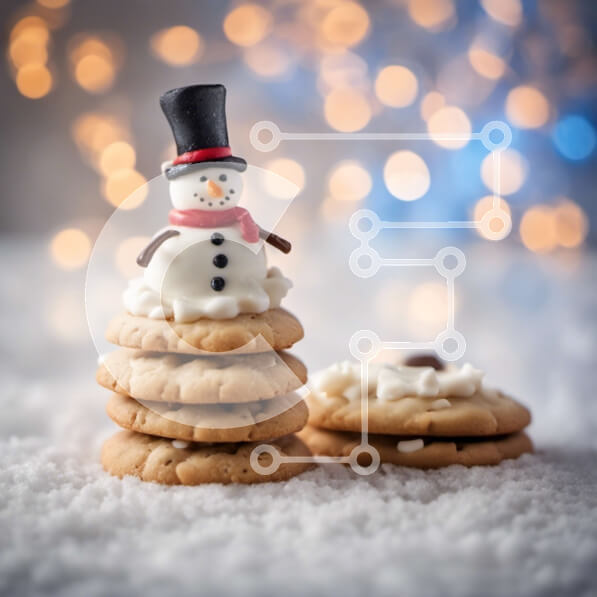 Σετ των 2 Intra Συλλεκτικό Ξύλινο Παζλ Plywood  4mm - Στοίβα από μπισκότα διακοπών με χιονάνθρωπους και νιφάδα χιονιού Σε Ξύλινο Κουτί - Διαστάσεις: 10x10 cm – 25 κομμάτια