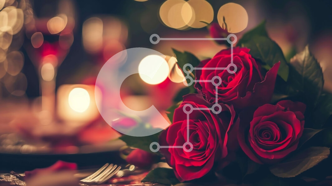 Σετ των 2 Intra Συλλεκτικό Ξύλινο Παζλ Plywood  4mm - Προσωπικό σκηνικό δείπνου με κόκκινα τριαντάφυλλα και κεριά Σε Ξύλινο Κουτί - Διαστάσεις: 10x10 cm – 25 κομμάτια