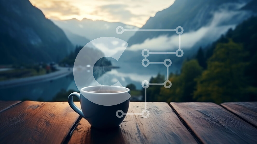 Intra Συλλεκτικό Ξύλινο Παζλ Plywood  4mm - Φλιτζάνι καφέ σε ξύλινο τραπέζι με θέα στη λίμνη στο βουνό Σε Ξύλινο Κουτί - Διαστάσεις: 10x10 cm – 25 κομμάτια