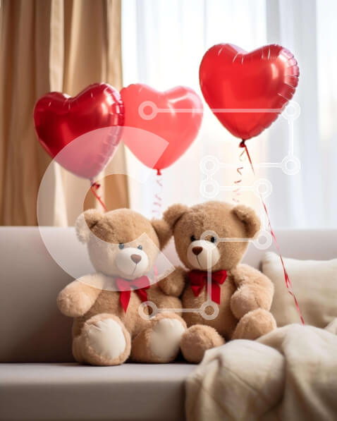 Intra Συλλεκτικό Ξύλινο Παζλ Plywood  4mm - Teddy Bears για την Ημέρα του Αγίου Βαλεντίνου σε έναν άνετο καναπέ Σε Ξύλινο Κουτί - Διαστάσεις Puzzle: 10x10 cm – 25 κομμάτια