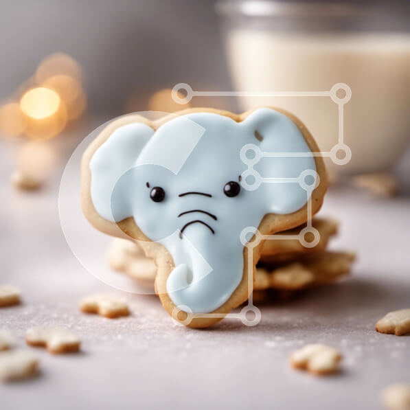 Σετ των 2 Intra Συλλεκτικό Ξύλινο Παζλ Plywood  4mm - Μπισκότο σε σχήμα ελέφαντα με γάλα στο τραπέζι Σε Ξύλινο Κουτί - Διαστάσεις: 10x10 cm – 25 κομμάτια