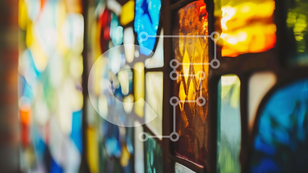 Intra Συλλεκτικό Ξύλινο Παζλ Plywood  4mm - Πολύχρωμα βιτρό παράθυρα σε γκαλερί τέχνης ή μουσείο Σε Ξύλινο Κουτί - Διαστάσεις Puzzle: 10x10 cm – 25 κομμάτια