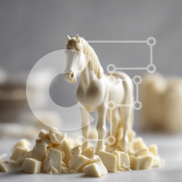 Σετ των 2 Intra Συλλεκτικό Ξύλινο Παζλ Plywood  4mm - Ειδώλιο Λευκού Αλόγου σε ένα τραπέζι σοκολάτας Σε Ξύλινο Κουτί - Διαστάσεις: 10x10 cm – 25 κομμάτια