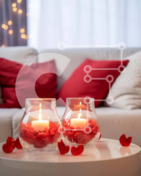 Intra Συλλεκτικό Ξύλινο Παζλ Plywood  4mm - Ρομαντική διακόσμηση τραπεζιού σαλονιού με κεριά και καρδιές Σε Ξύλινο Κουτί - Διαστάσεις Puzzle: 10x10 cm – 25 κομμάτια