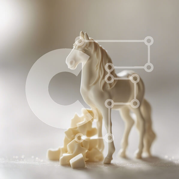 Σετ των 2 Intra Συλλεκτικό Ξύλινο Παζλ Plywood  4mm - Λευκό παιχνίδι άλογο με λευκή σοκολάτα στο τραπέζι Σε Ξύλινο Κουτί - Διαστάσεις: 10x10 cm – 25 κομμάτια