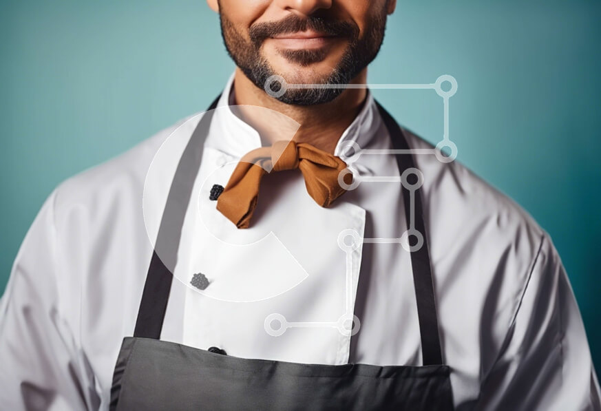 Intra Συλλεκτικό Ξύλινο Παζλ Plywood  4mm - Άνδρας σεφ με κεντημένο μπουφάν και παπιγιόν Σε Ξύλινο Κουτί - Διαστάσεις Puzzle: 10x10 cm – 25 κομμάτια