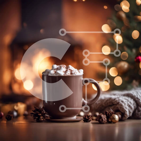 Intra Συλλεκτικό Ξύλινο Παζλ Plywood  4mm - Ζεστό κακάο με σαντιγί δίπλα στο τζάκι Σε Ξύλινο Κουτί - Διαστάσεις Puzzle: 10x10 cm – 25 κομμάτια