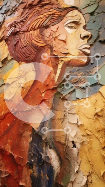 Intra Συλλεκτικό Ξύλινο Παζλ Plywood  4mm - Πολύχρωμη τοιχογραφία του γυναικείου προσώπου τέχνης του δρόμου στο κτίριο Σε Ξύλινο Κουτί - Διαστάσεις Puzzle: 10x10 cm – 25 κομμάτια