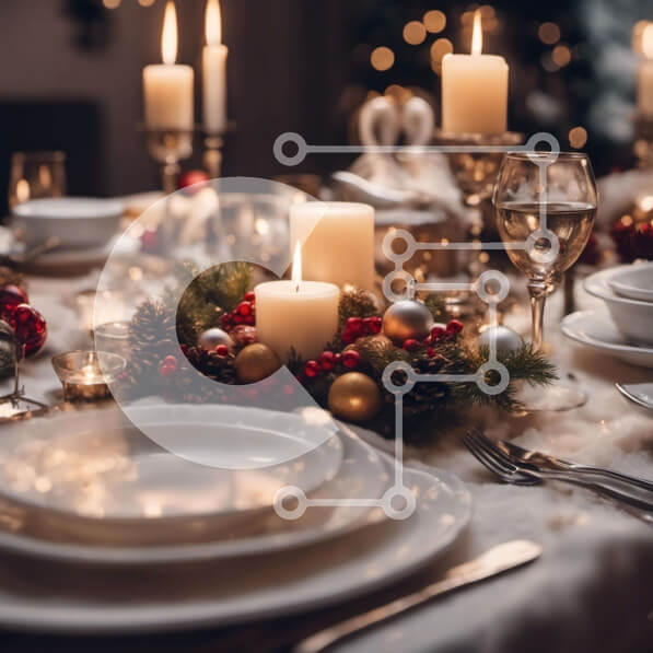 Intra Συλλεκτικό Ξύλινο Παζλ Plywood  4mm - Γιορτινή τραπεζαρία με λευκά πιάτα, ασημικά και κηροπήγια Σε Ξύλινο Κουτί - Διαστάσεις Puzzle: 10x10 cm – 25 κομμάτια