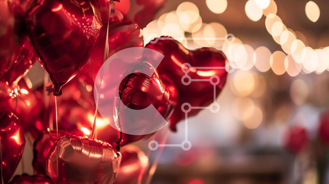 Intra Συλλεκτικό Ξύλινο Παζλ Plywood  4mm - Κόκκινα μπαλόνια σε σχήμα καρδιάς για τις γιορτές του Αγίου Βαλεντίνου ή ειδικές περιστάσεις Σε Ξύλινο Κουτί - Διαστάσεις Puzzle: 10x10 cm – 25 κομμάτια