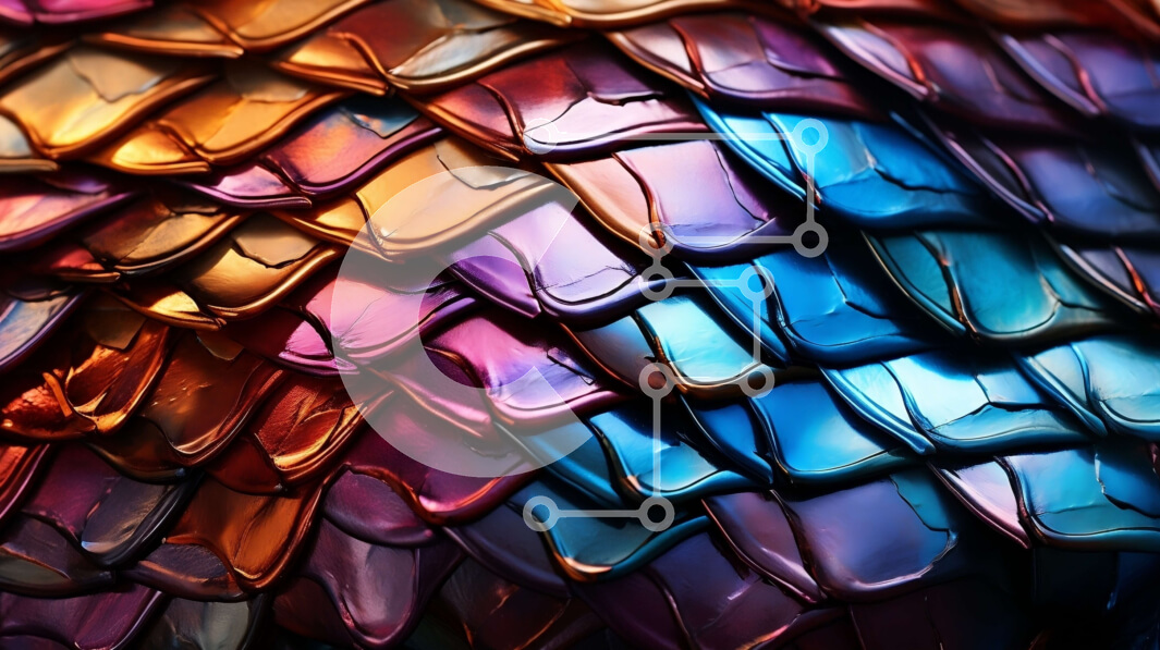 Σετ των 2 Intra Συλλεκτικό Ξύλινο Παζλ Plywood  4mm - Πολύχρωμη ζυγαριά δράκου με γυαλιστερή μεταλλική υφή Σε Ξύλινο Κουτί - Διαστάσεις: 10x10 cm – 25 κομμάτια