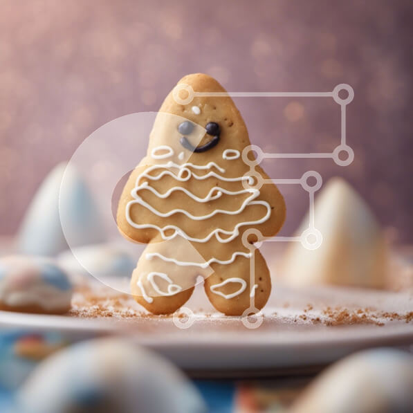 Σετ των 2 Intra Συλλεκτικό Ξύλινο Παζλ Plywood  4mm - Μπισκότο με μελόψωμο σε λευκό πιάτο Σε Ξύλινο Κουτί - Διαστάσεις: 10x10 cm – 25 κομμάτια