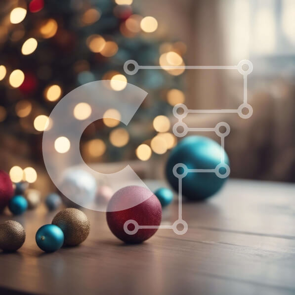 Intra Συλλεκτικό Ξύλινο Παζλ Plywood  4mm - Πολύχρωμες χριστουγεννιάτικες μπάλες σε ξύλινο τραπέζι Σε Ξύλινο Κουτί - Διαστάσεις: 10x10 cm – 25 κομμάτια