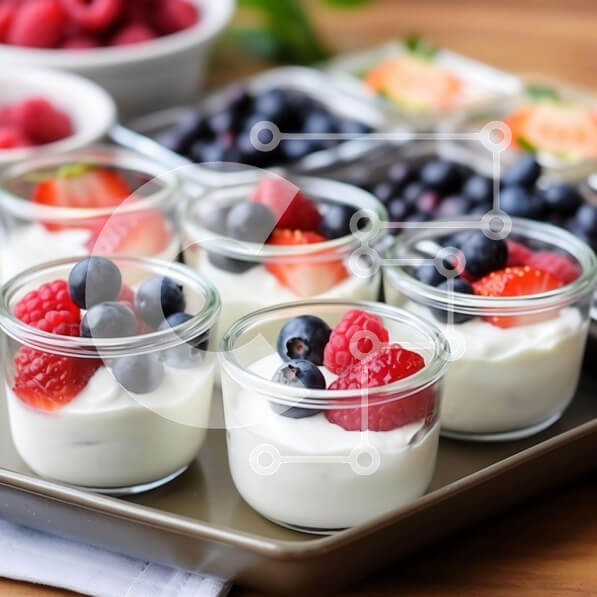 Σετ των 2 Intra Συλλεκτικό Ξύλινο Παζλ Plywood  4mm - Επιδόρπιο γιαουρτιού και μούρων - υγιεινό και νόστιμο Σε Ξύλινο Κουτί - Διαστάσεις: 10x10 cm – 25 κομμάτια