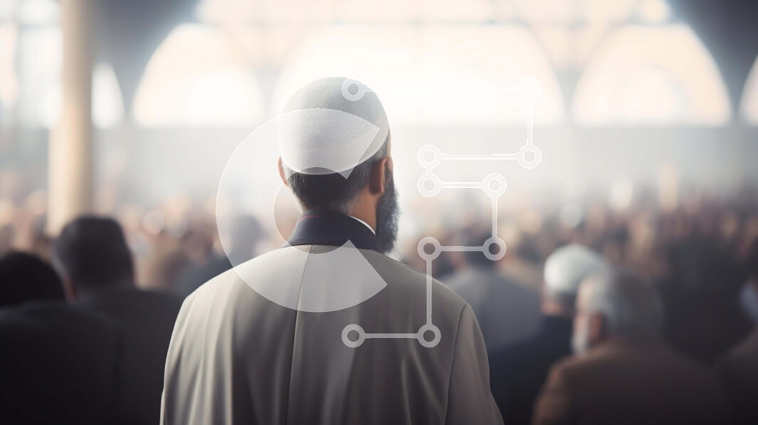 Intra Συλλεκτικό Ξύλινο Παζλ Plywood  4mm - Μουσουλμάνος που συμμετέχει σε θρησκευτική δραστηριότητα με διαφορετικό κοινό Σε Ξύλινο Κουτί - Διαστάσεις Puzzle: 10x10 cm – 25 κομμάτια