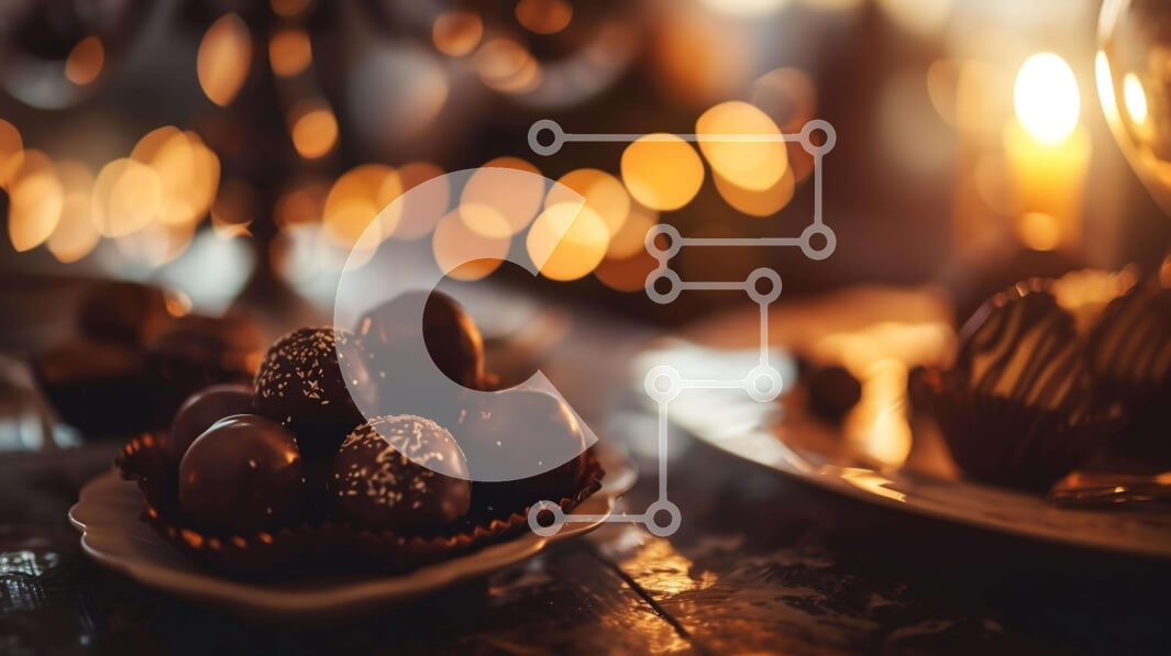 Σετ των 2 Intra Συλλεκτικό Ξύλινο Παζλ Plywood  4mm - Πιάτο με καραμέλες σοκολάτας σε ένα κομψό τραπέζι Σε Ξύλινο Κουτί - Διαστάσεις: 10x10 cm – 25 κομμάτια