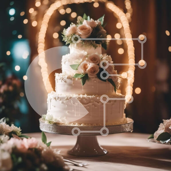 Intra Συλλεκτικό Ξύλινο Παζλ Plywood  4mm - Κομψή λευκή γαμήλια τούρτα με ροζ τριαντάφυλλα και κεριά Σε Ξύλινο Κουτί - Διαστάσεις: 10x10 cm – 25 κομμάτια